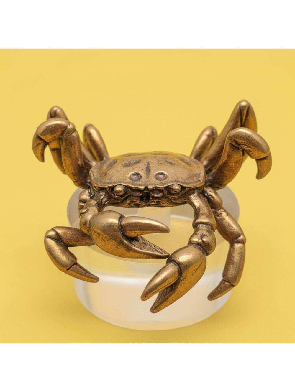 Brass Crab Miniature Figurine Decorative Accent